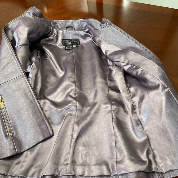 TERRY LEWIS CLASSIC Purple Leather Jacket Biker Outdoor Classic Size XS - Picture 6 of 9